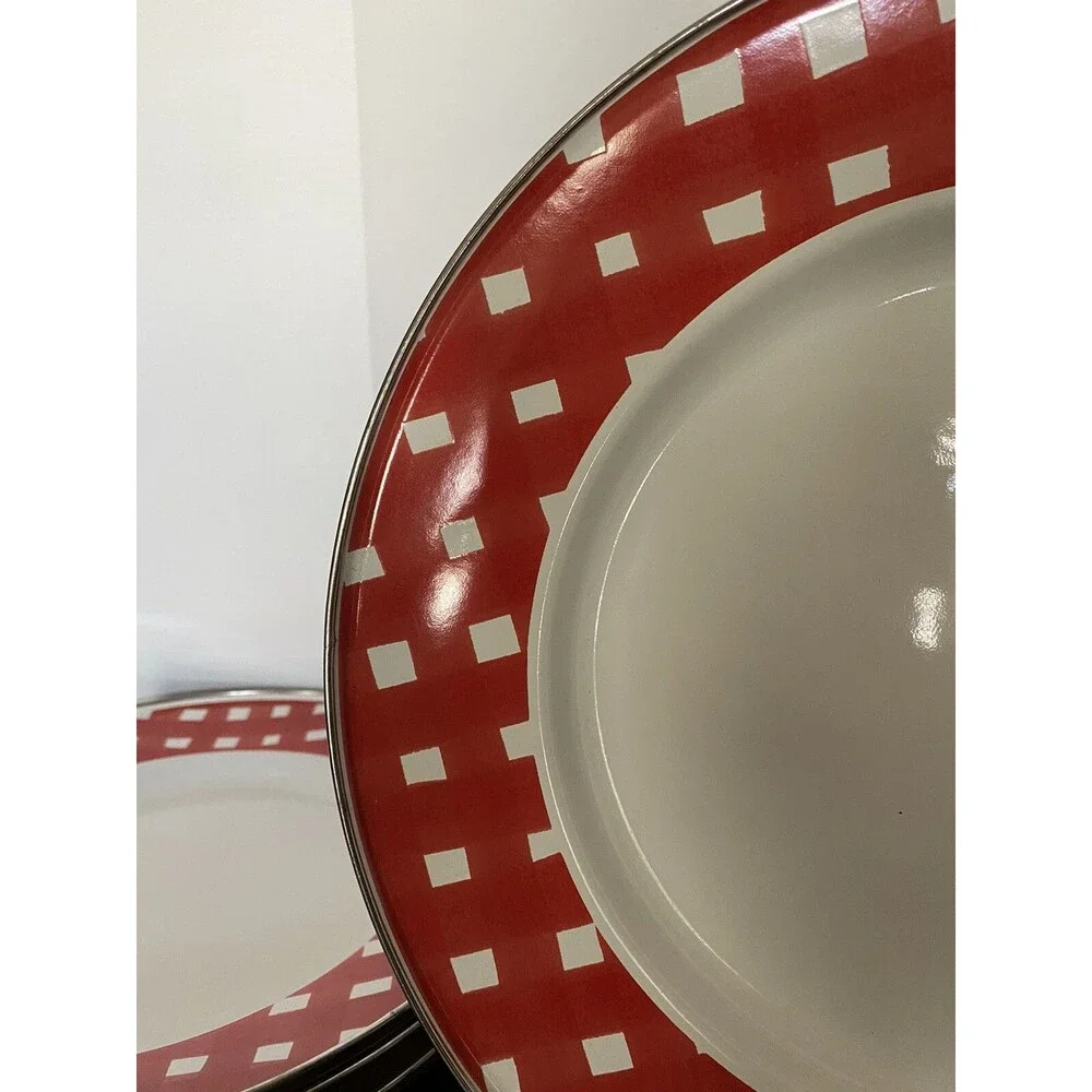 Set of 6 Pottery Barn Red White Gingham 12